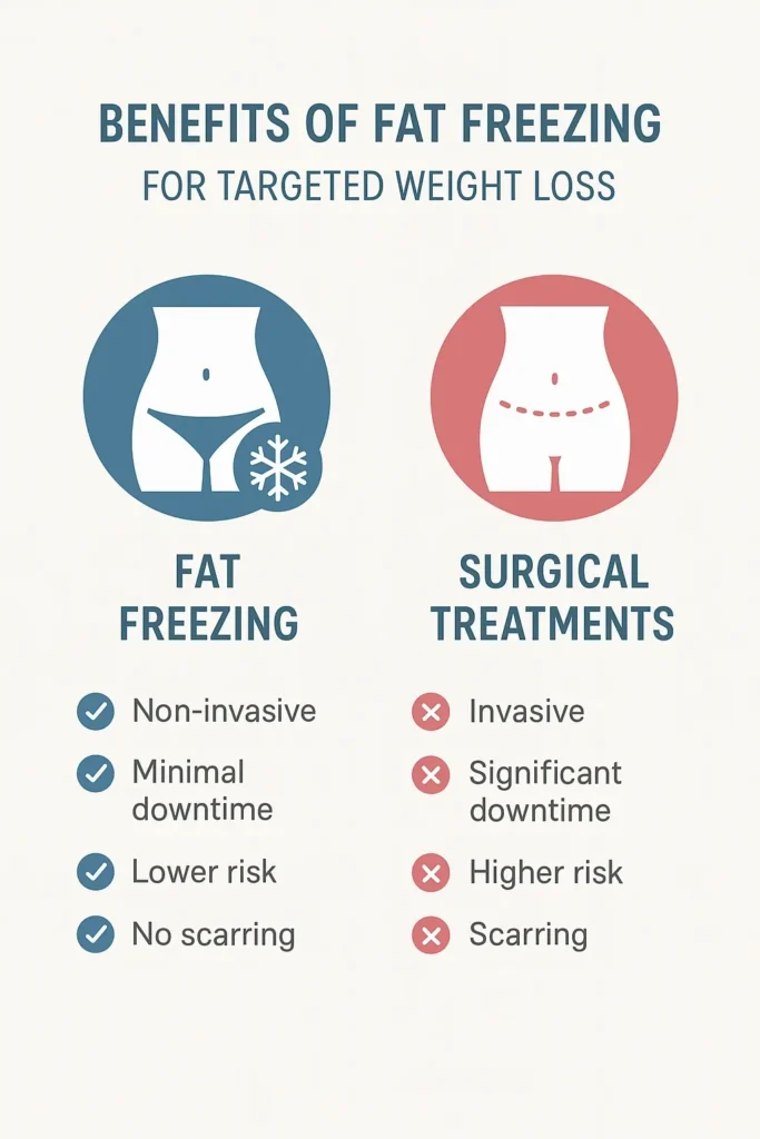 graphic showing the benefits of fat freezing Rayleigh